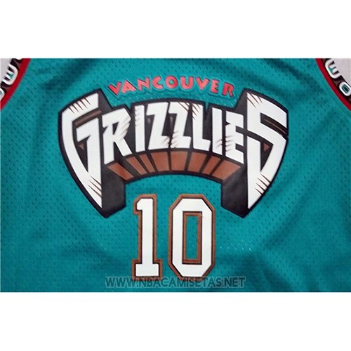 Camiseta Vancouver Grizzlies Mike Bibby NO 10 Historic Retro Verde
